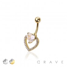 316L SURGICAL STEEL MULTI CZ DOUBLE HEART NON DANGLE BELLY BUTTON NAVEL RING 